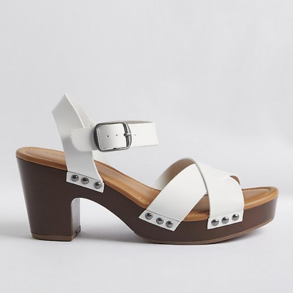 Torrid Crisscross Wooden Heel Sandals - Picture 2 of 6